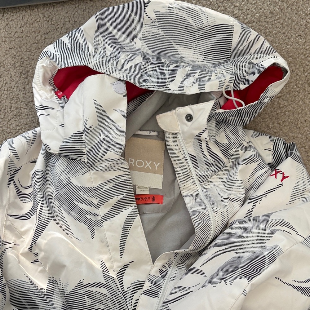 Roxy Grey and White Palm Print Jacket